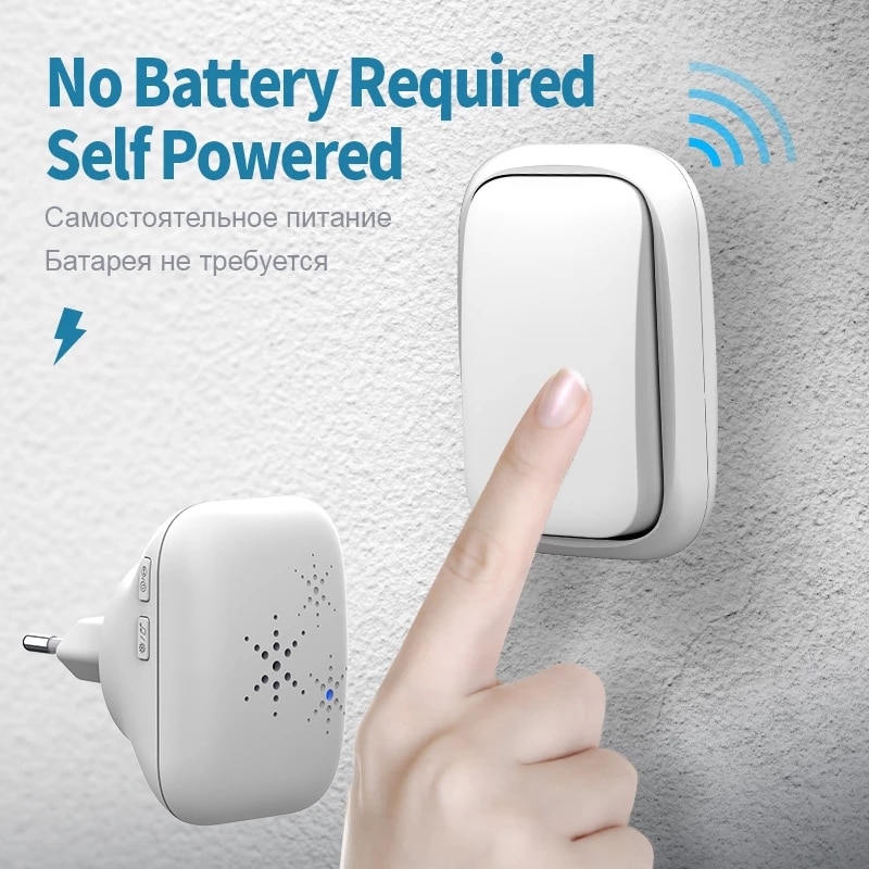 150M Ring Doorbell Wireless Doorbell No Battery Waterproof Self-Powered Door Bell Home Cordless Ring Dong Chime Timbre Calling