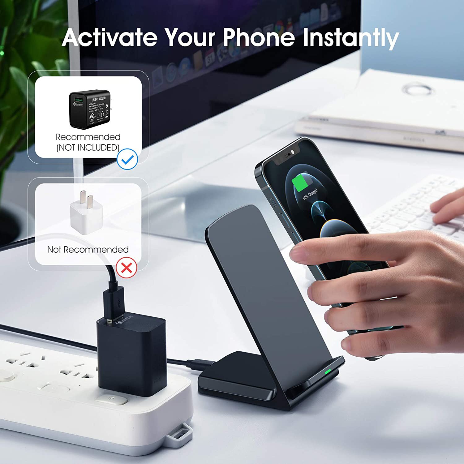 30W Qi Wireless Charger Stand For iPhone 13 12 11 X XR 8 Type C Induction Fast Charge Docking for Samsung S20 S10 Xiaomi Lg etc