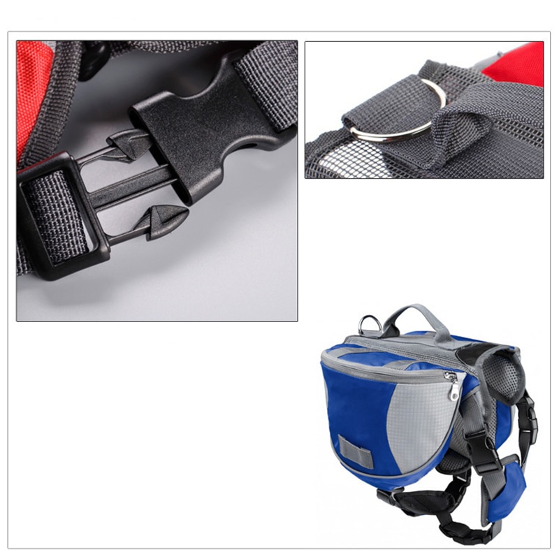 Dog Outdoor Backpack Large Dog Reflective Adjustable Saddle Bag Pet Harness Carrier For Traveling Hiking Camping Safety