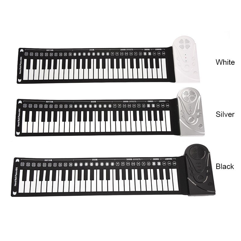 Portable Flexible Digital Keyboard Piano 49 Keys Tones Rhythms Electronic Roll Up Piano Toys ENA88