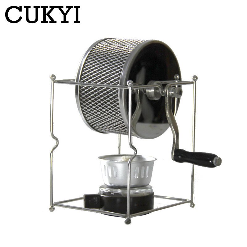 CUKYI Cranked Baked Beans Machine Coffee Bean Roaster Small Stainless Steel Rollers Baking Machine