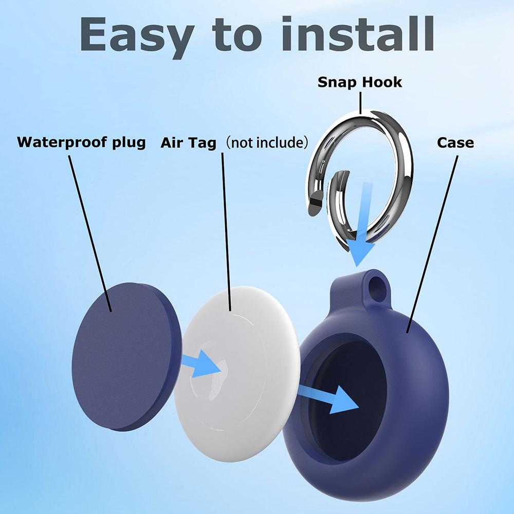Silicone Keychain for Apple Airtags Case Protective Cover 360° Waterproof Airtag Holder Item Find Tracker Accessories