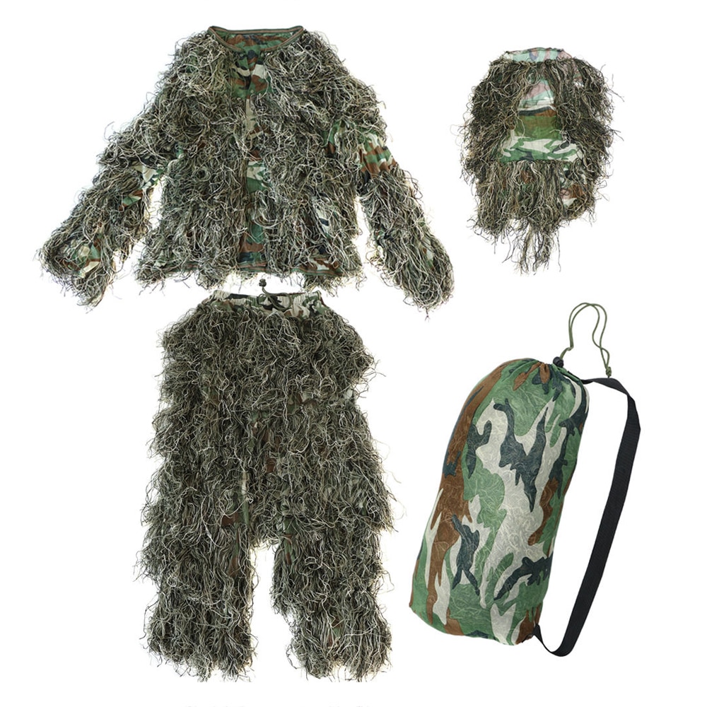 traje Ghillie, 5 piezas, Camuflaje, bosque, caza, 3D