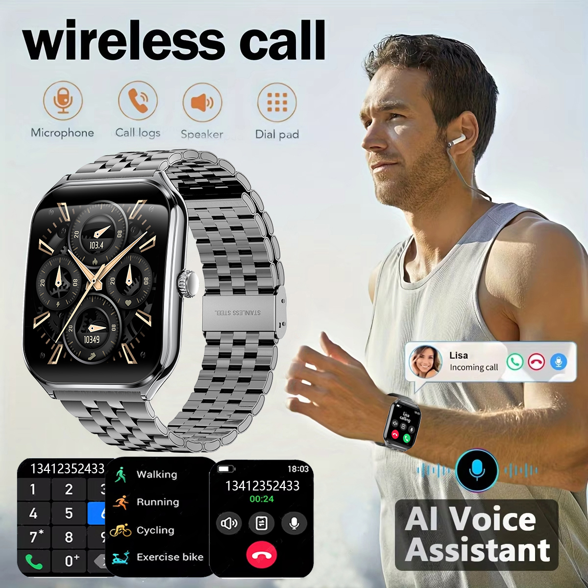 2025 Nuovo 1.96 "Utral Sottile Curvo Schermo Amoled Orologi Intelligenti BT Chiamata Uomo Donna IP68 Impermeabile Monitoraggio della saluto del Sonno Smartwatch