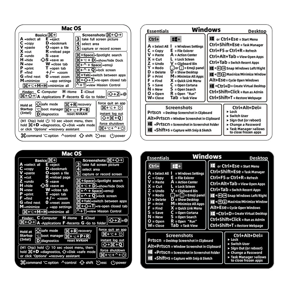 1pc naklejki ze skrótami klawiaturowymi do systemu word, excel, mac os, naklejka ochronna na laptopa z grafiką i literami
