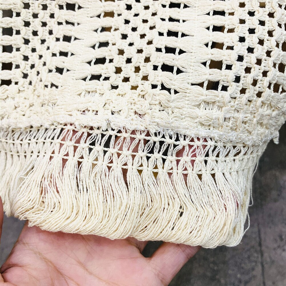 Natural Macrame Wedding Decor Hollowed Out Banquet Cotton Blend With Tassels Table Runner Rustic Dining Room Nordic Style Home