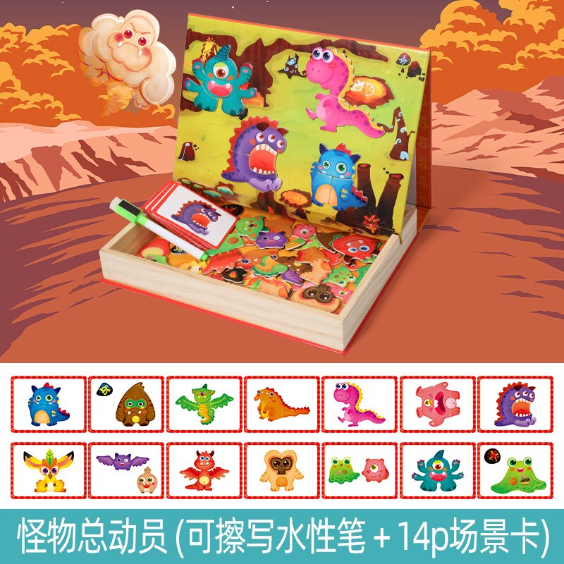 Children Drawing Board Wooden Educational Toys Magnetic Art Easel Animals Wooden Jigsaw Puzzles Games for Kids: 3