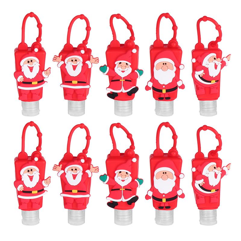 Tegneserie silikone 30ml mini hånd sanitizer tom flaske bærbare rejse flasker børn sæbedispenser hånd gel holder til børn: Rød 10 stk