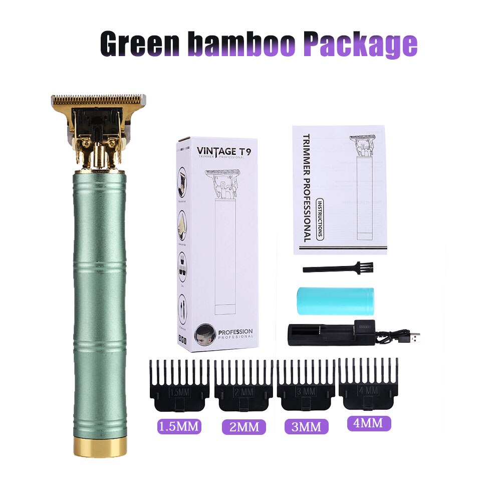 Electric Cutter Clipper Hair Chargeable Mower Trimmer Beard Shaver Portable Hairstyle Haircut Machine Cutting Men: Green bamboo