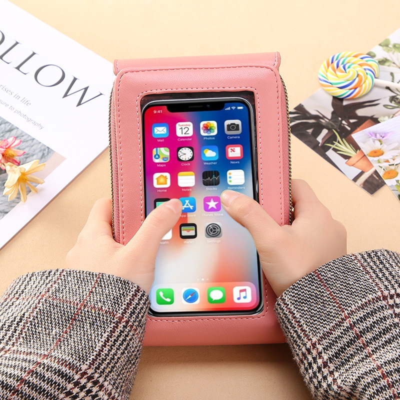 Solid Color PU Leather Crossbody Bags For Women Female Shoulder Simple Bag Lady Mini Touchable Phone Purses And Handbags