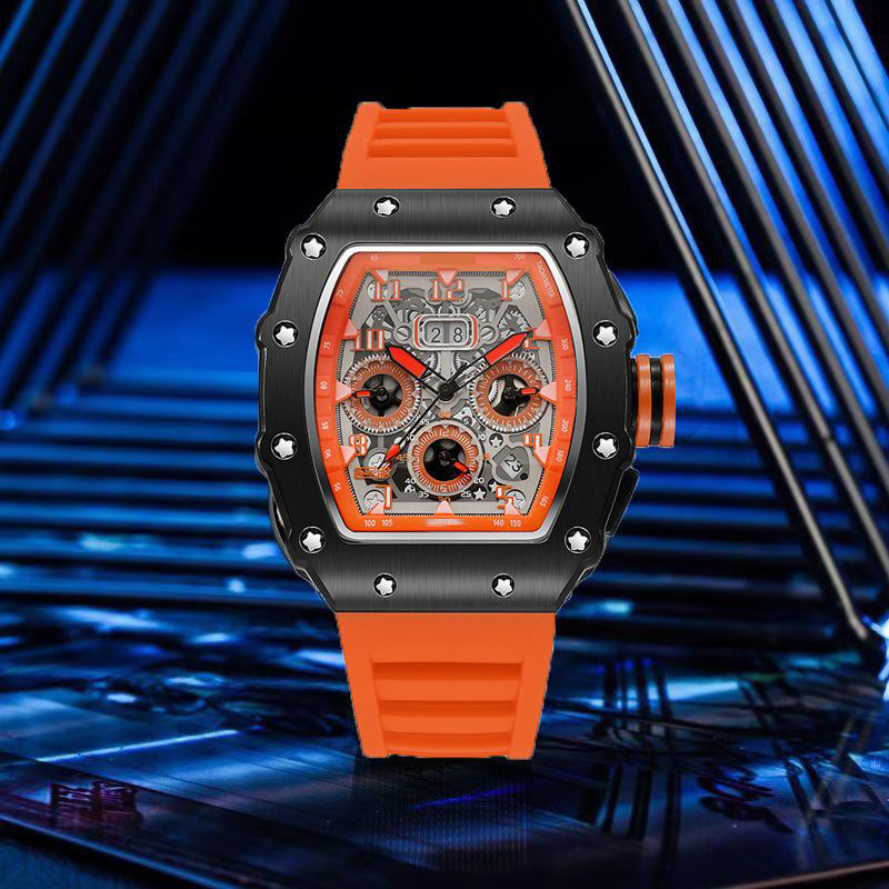 Reloj de pulsera de cuarzo de lujo para hombre, hueco, tendencia, ninguna máquina, reloj automático de cuarzo hueco luminoso resistente al agua para hombre