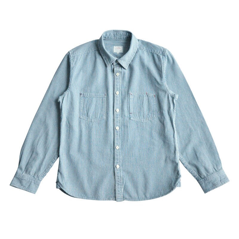 Saucezhan CY-009 Gestreepte Shirt Mannen Chambray Shirt Lange Mouwen Gestreepte Blouse Denim Shirts Jeans Shirts Vintage Casual Slim Fit: Xxl