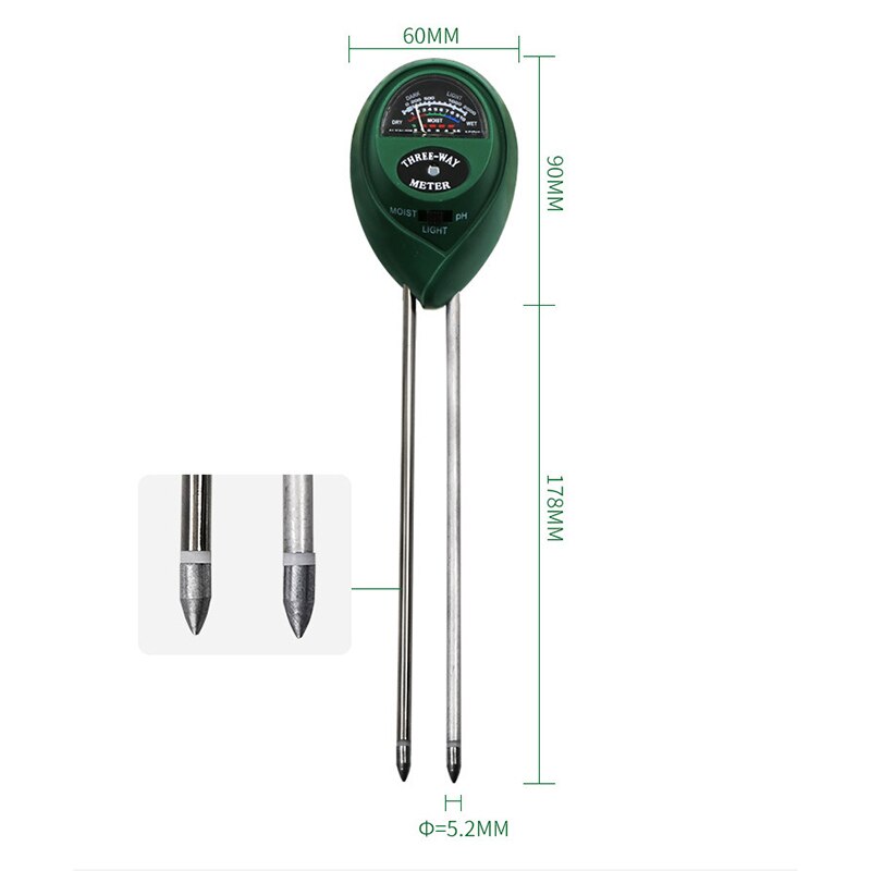 3 in 1 multifunctionele hygrometer bodemmeter vocht lichtmeter ph detector analyser wijzer voor tuin planten bloem bodem