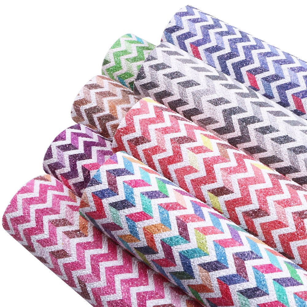 Tela de cuero sintético brillante con patrones de ondas coloridas de 20x34 cm, materiales hechos a mano para hacer artesanías, 1Yc4029