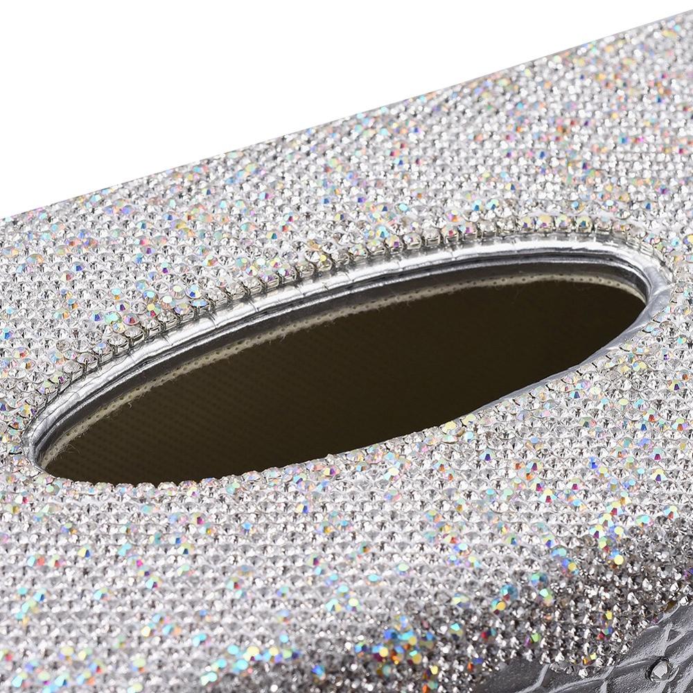 Skinnende tissueboksdeksel rektangulær holder til hjemmebilkontorinnredning sølv