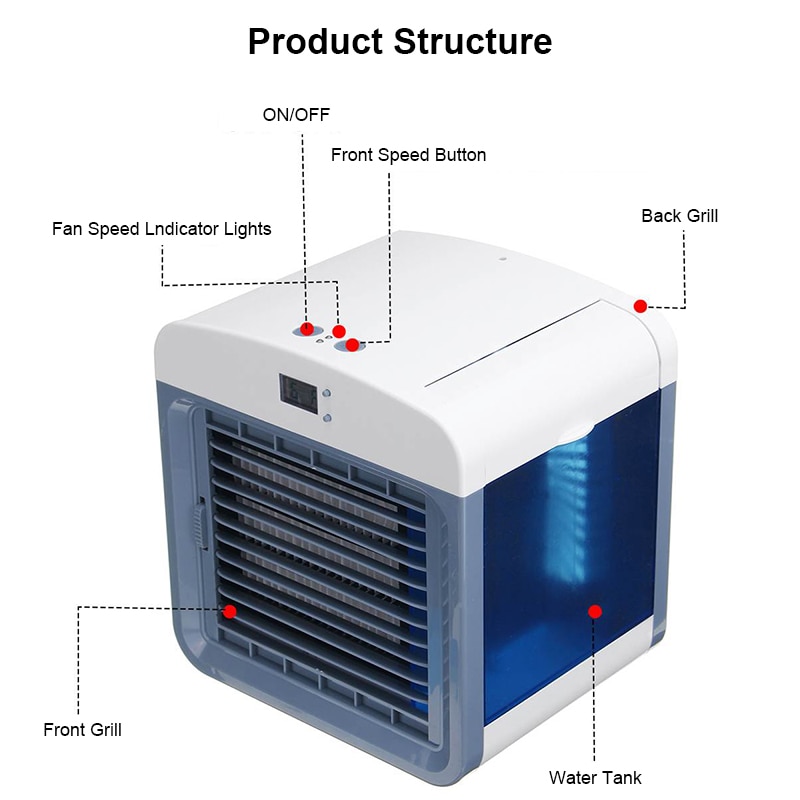 Mini bærbar klimaanlæg luftkøleventilator desktop klimaanlæg luftfugter purifier til kontor hjem værelse luftkøleventilator