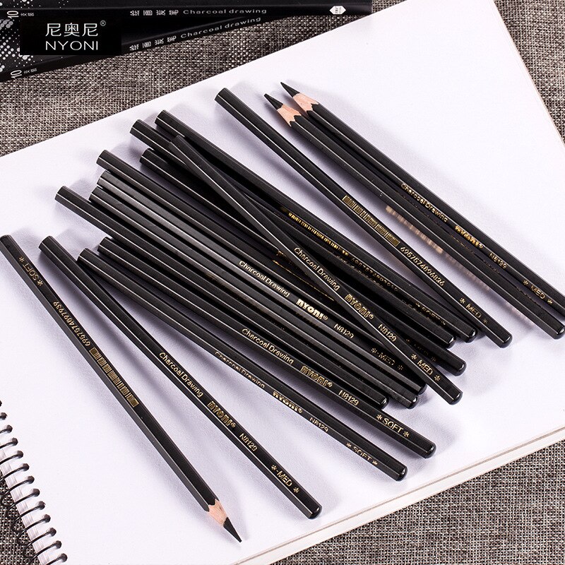 Crayon à charbon de bois N-8129, 10 pièces, pour croquis , dessin en carbone, souple, moyen, dur, fournitures pour peinture Manga