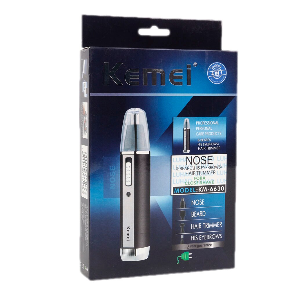Kemei 6630 KM 6630 4 in 1 Nose Hair Beard Eyebrow Rechargeable Electric Trimmer Electric Nose Trimmer Ear Shaver Hair Cliper: EU plug with box