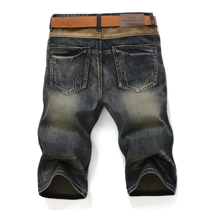 Airgracias shorts mænd jeans mærke tøj retro nostalgi farve denim bermuda shorts til mænd jean størrelse 28-38: 32