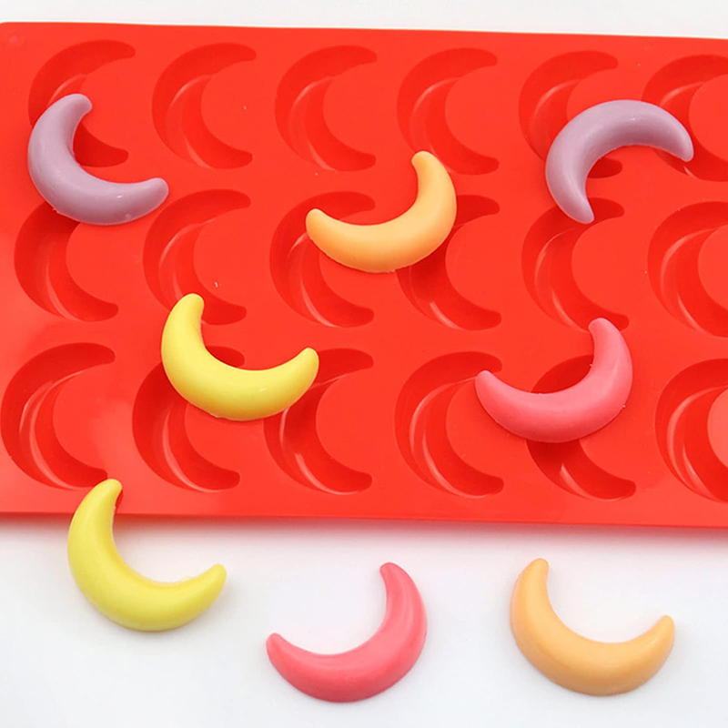 Molde de silicona de Luna para hornear, decoración de pasteles de caramelo de Chocolate, media luna, Topper de cupcakes, galleta, cubo de hielo, cera Melts, crayón, llaveros