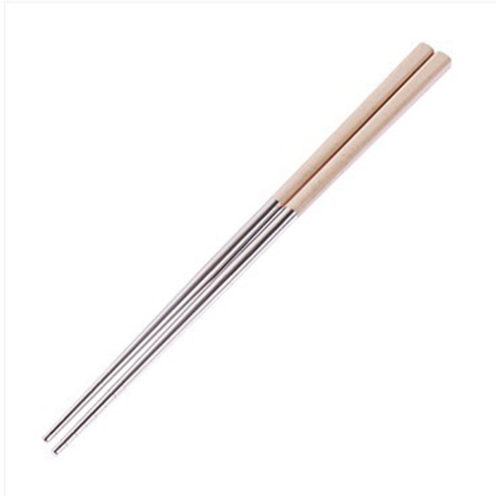 Palillos de Metal chino de acero inoxidable 304, palitos de viaje portátiles, palitos de comida reutilizables para Sushi Hashi: beige
