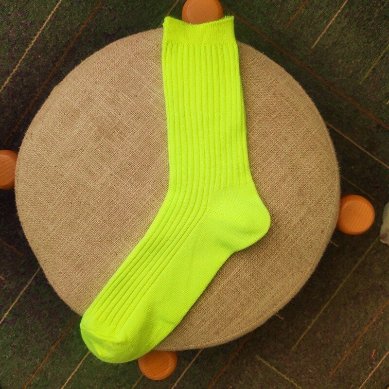 CHAOZHU-Calcetines fluorescentes de neón para mujer, medias de estilo Hip Hop para nocturna, Unisex: neon yellow