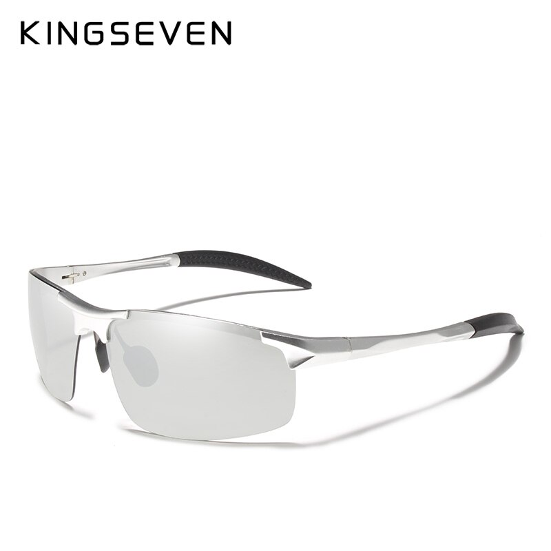 Kingseven mærke mænds briller polariseret belægning solbriller mænd solbriller kvinder beskyttelsesbriller nattesyn kører solbriller 7523: Sølv spejl