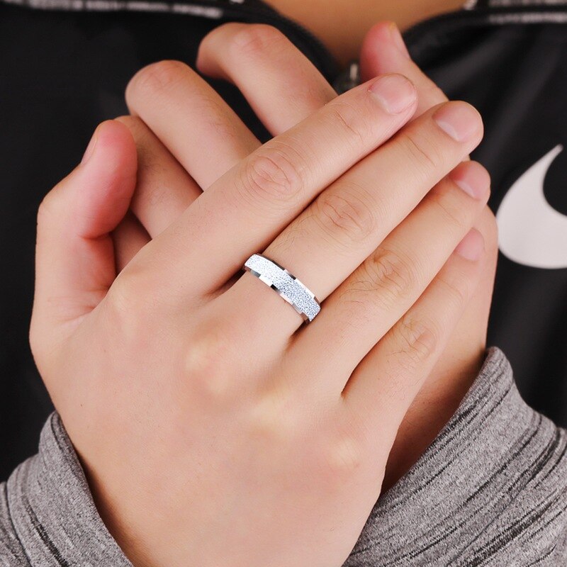 Open Frosted Pure White Copper Silver Plated Ring Male Domineering Personality Index Finger Single Men's S925
