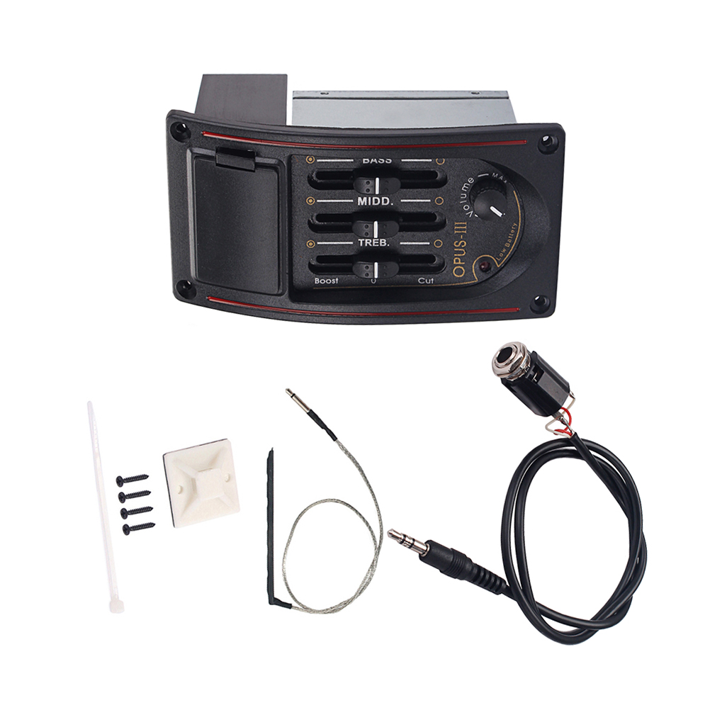 Acoustic Guitar 3 Band Preamp EQ Equalizer Pre-amp Piezo Pickup with Volume Control