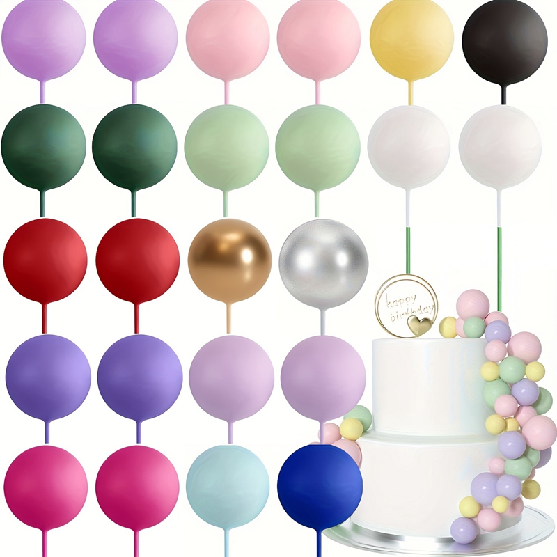 Décoration de gâteau boule d'or et d'argent, 20 pièces, décoration de gâteau joyeux anniversaire, drapeau de Cupcake, décor de boule de noël de mariage, décoration d'anniversaire