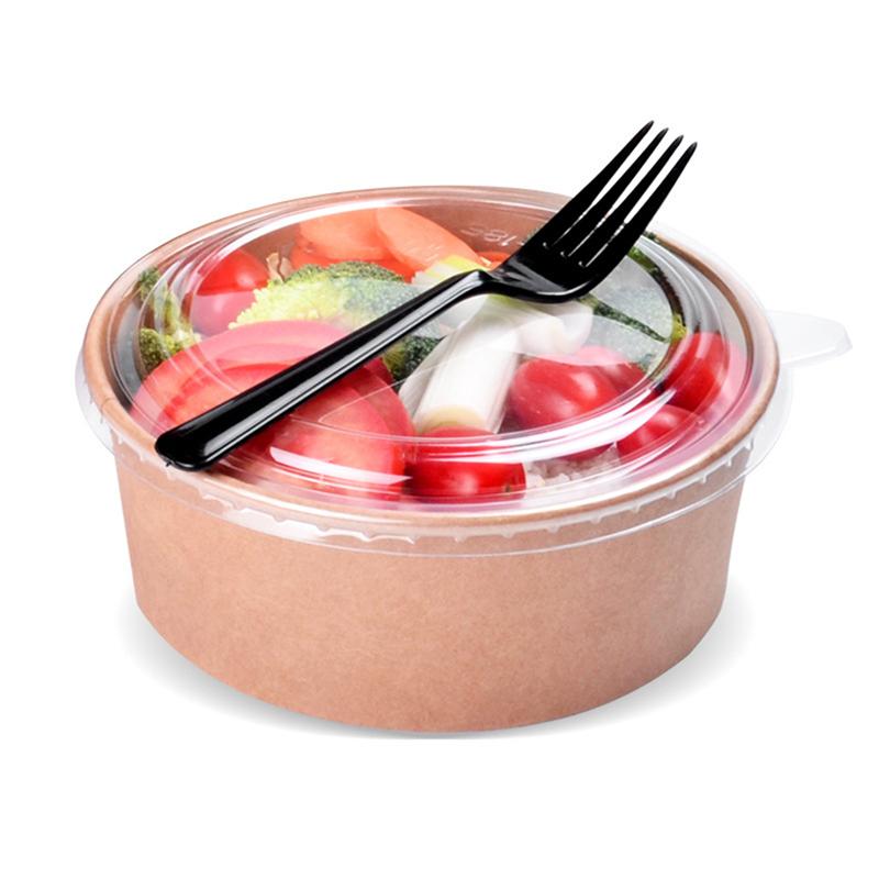 20/50Pcs Wegwerp Kraftpapier Bowls Fruit Slakom Voedsel Verpakking Containers Party Favor Nemen Weg Papier Kom (16Oz, met Deksel)