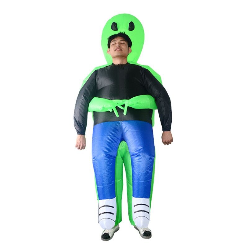 Opblaasbare Halloween Party Dress Green Alien Pick Me Up Kostuum Monster Volwassenen Lopen Uitvoeren Grappig Props Pak 24BE