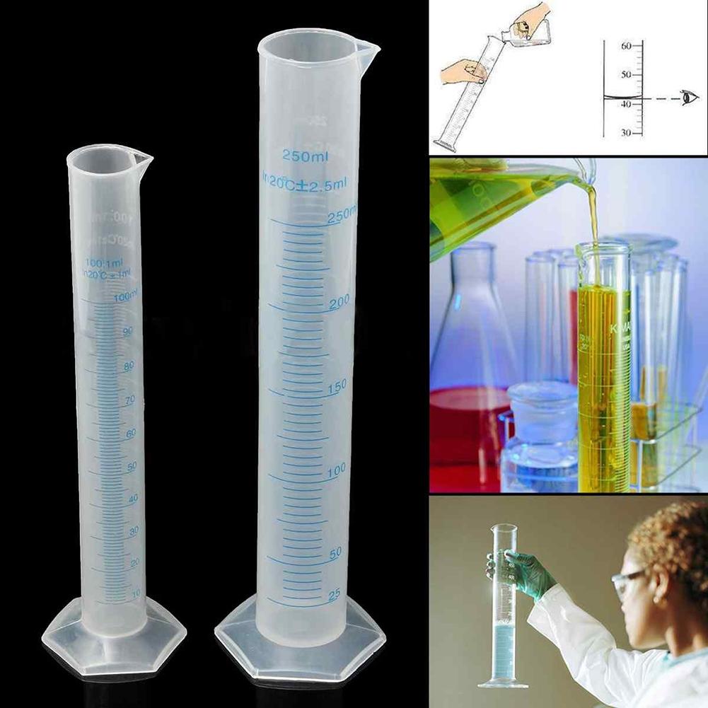 100/250ml Laboratory Plastic Measuring Cylinder Cylinders for Lab Supplies Laboratory Measure Plastic Graduated Cylinder