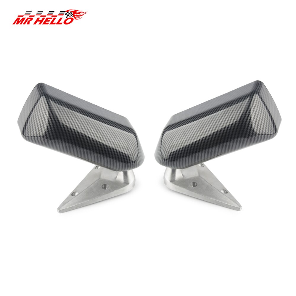 Rétroviseur de voiture rétro en grain de carbone, 2 pièces, Style artisanal carré F1, avec support métallique en Surface, miroir bleu