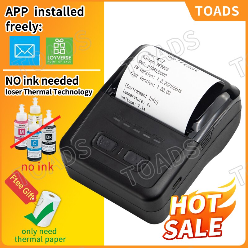 Portable Bluetooth Printer With USB &amp; Bluetooth Interface Wilress Connected With Mobile Phone &amp; Computer Mini Thermal Printer