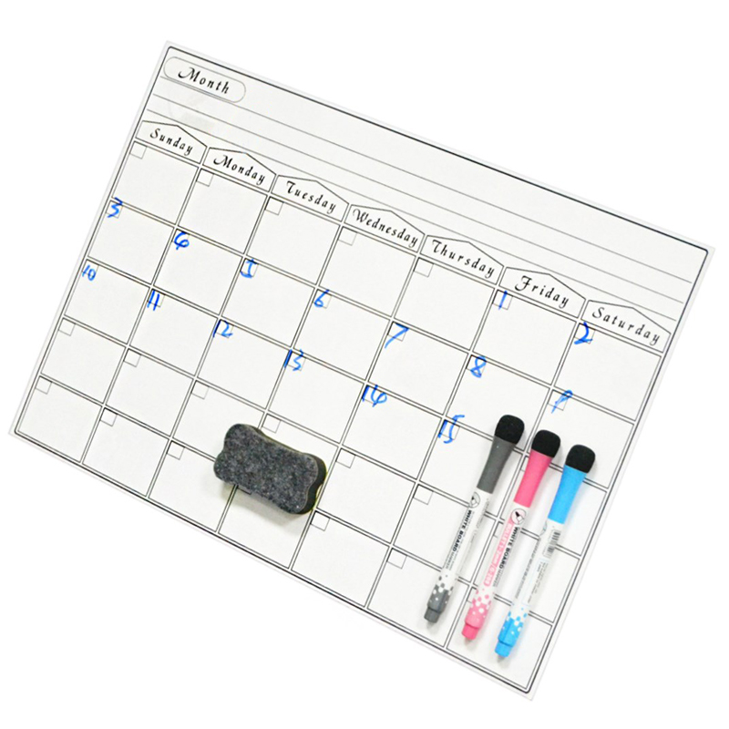Imán para nevera, calendario con pegatinas mensual semanal, planificador, pizarra blanca, borrado para cocina, 42x30cm