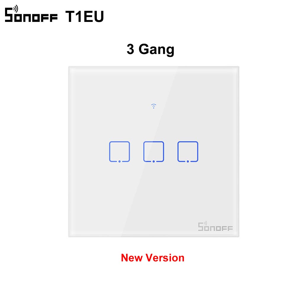 Sonoff-Interruptor de pared inteligente T0/T1, accesorio con Wifi, 1/2/3 entradas, táctil/WiFi/433 RF/aplicación remota, funciona con Alexa: New Version T1 EU 3C