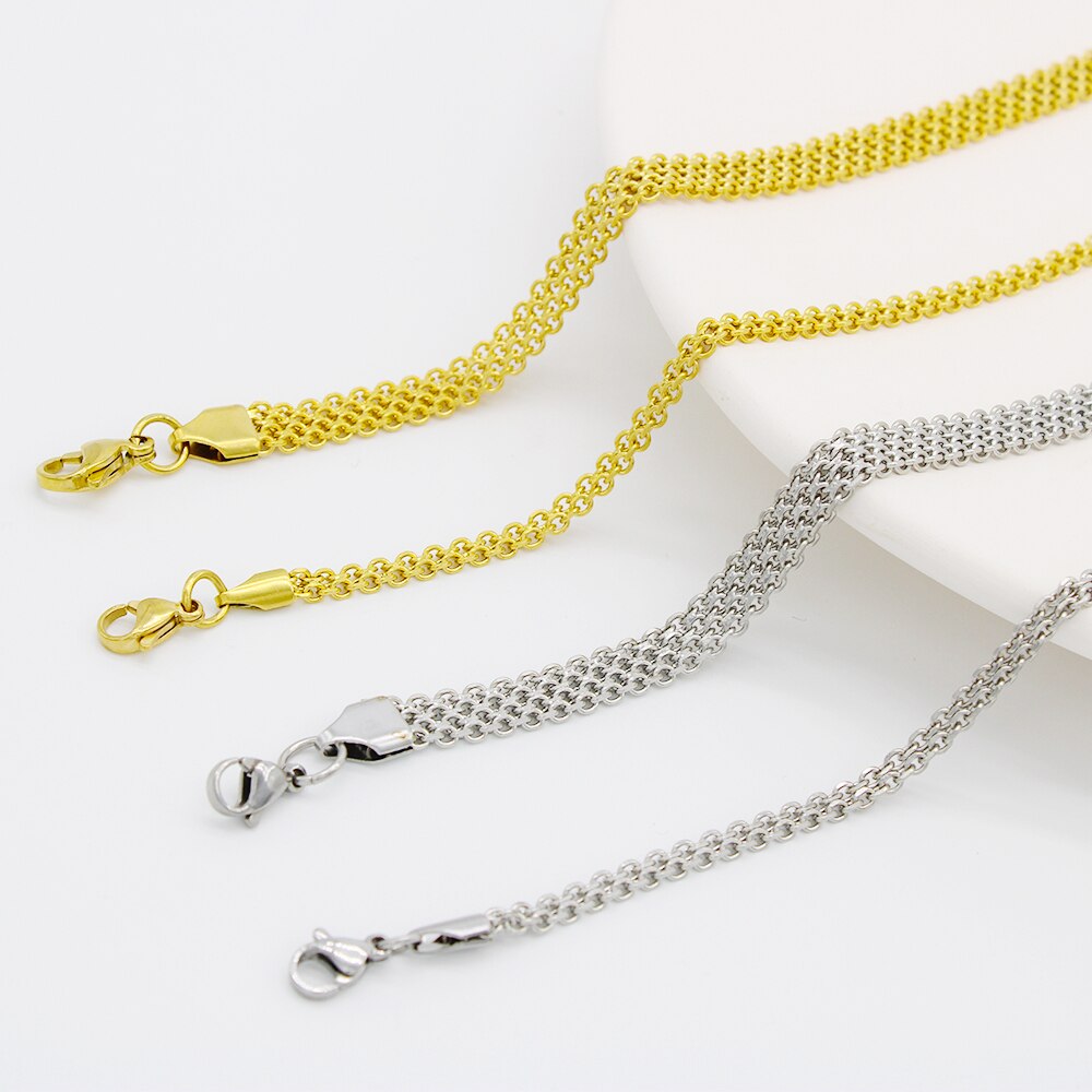 Collar de acero inoxidable de 18K para hombre y mujer, Gargantilla con dijes para deslustre, joyería de malla con personalidad, decoración de cadena