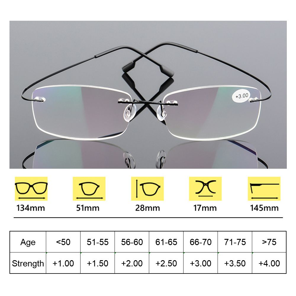 Flexibele Ultralight Randloze Geheugen Titanium Magnetische Leesbril Voor Mannen En Vrouwen Verziend Brillen Sterkte + 1.0 ~ + 4.0