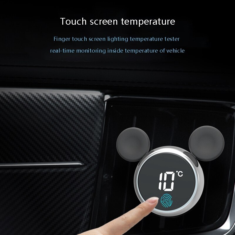 Draagbare digitale lcd-klok voor in de auto, temperatuurweergave, elektronische klok, thermometer, aromatherapie, auto-accessoires, zilver