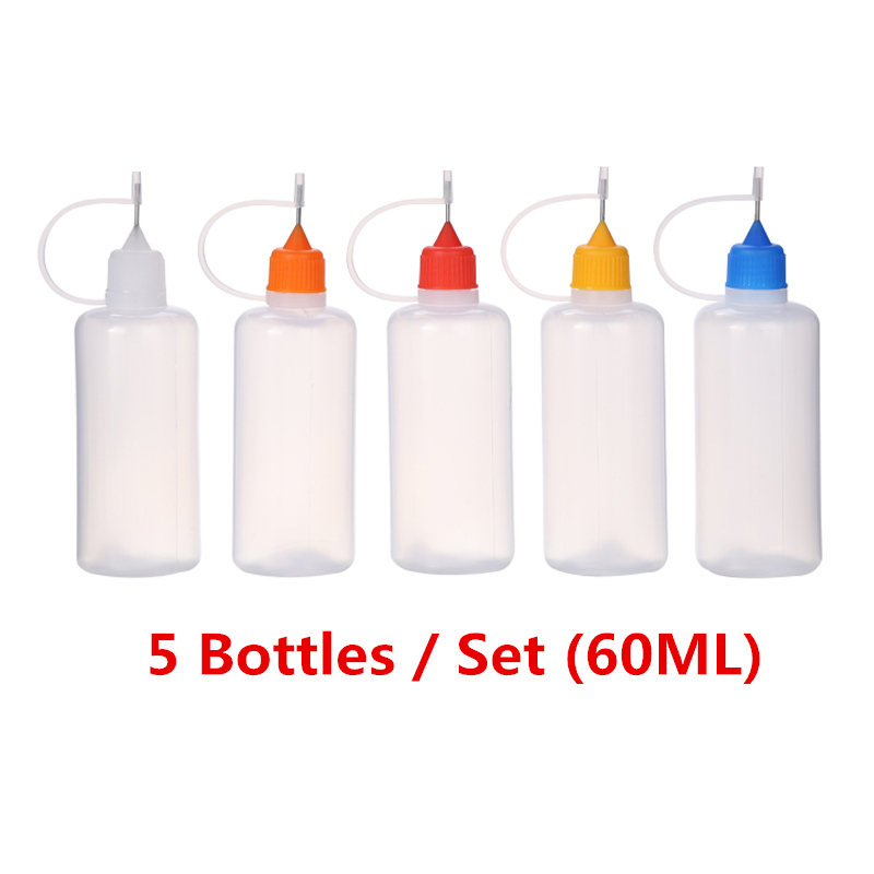 5Stck 10/20/30/60Ml Leere Applikator Flaschen Kann Kleber Applikator Farbe Auge Flüssigkeit nadelspitze Flasche Scrapbooking Handwerk Werkzeug: TT267