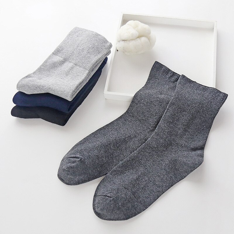 Men Loose Welt Combed Cotton Seamless Diabetic Socks For Diabetes Edema Thick Leg Nursing Sox Solid Color