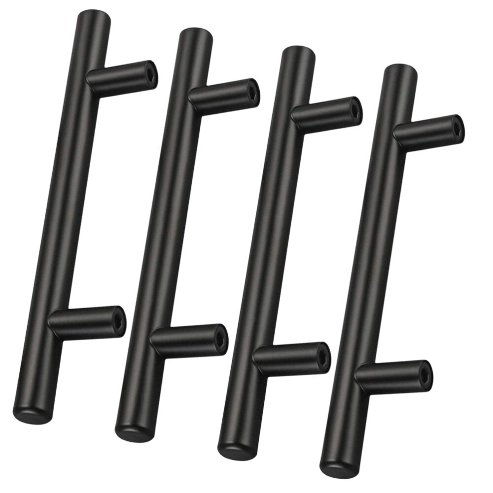 4pcs Stainless Steel Cabinet Handles Furniture Drawer Pulls Cupboard Door Knobs for Kitchen Home (Black): Black
