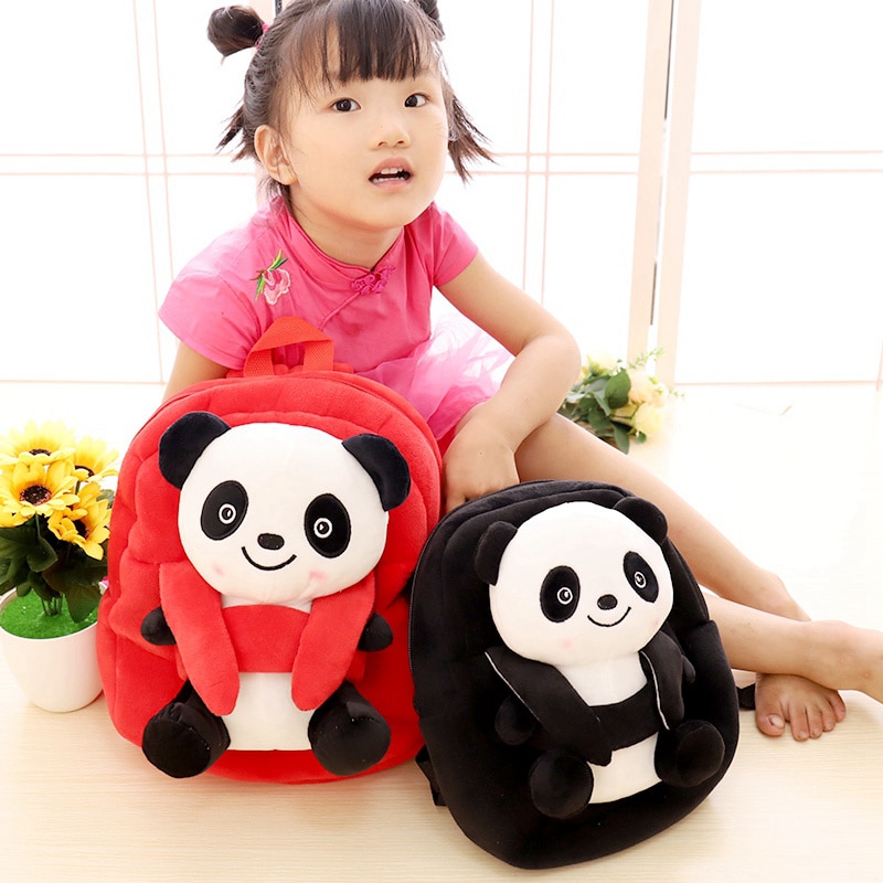 Söta tecknade barn plysch panda ryggsäck leksak mini skolväska barn dagis pojke flicka baby studentväskor söt mochila