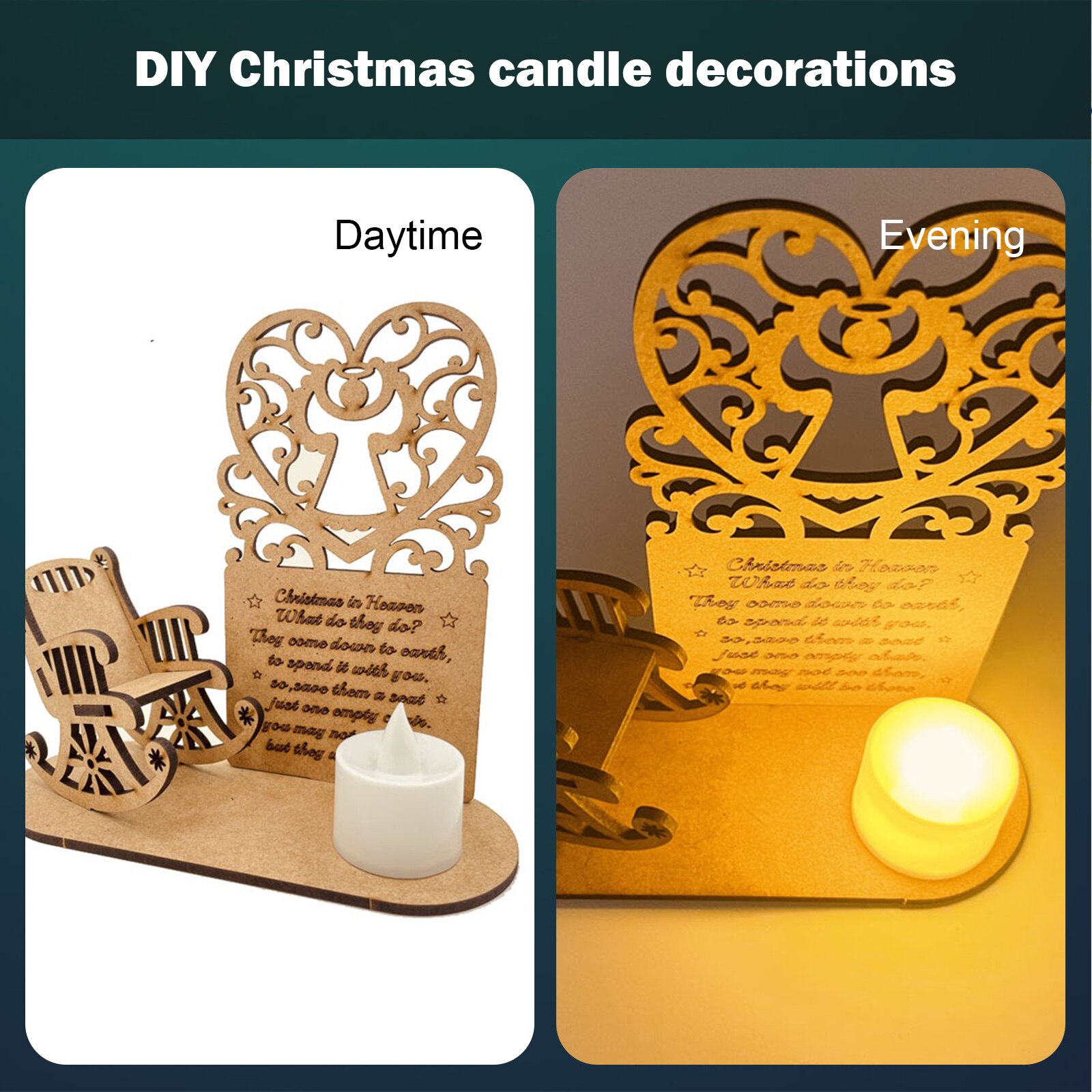LED Candle Light Wooden Craft for Christmas Decoration Remembrance Candle Ornament with Chair to Remember Loved Ones