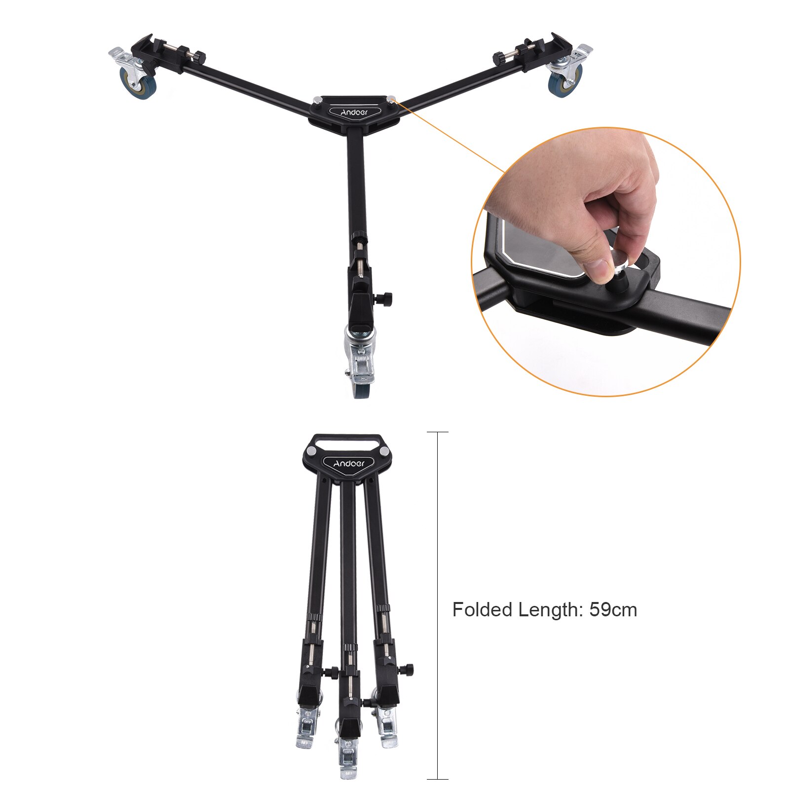 Andoer Statief Dolly Heavy Duty Fotografie Statief Base Stand Wielen Max. Belasting 15Kg Voor Camera Camcorder Studio Video Schieten