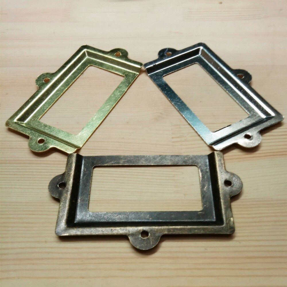 107*61mm Antiek Messing/Zilver/Gouden Vintage Metalen Label Pull Frame Handvat Bestand Naam Kaarthouder kast Lade Box Case Bin