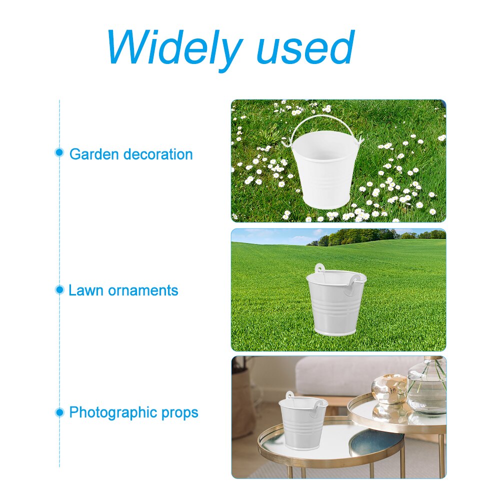 12Pcs Simple Iron Bucket Iron Bucket With Handle Metal Bucket Garden Decor for Garden Home Decor Adorn