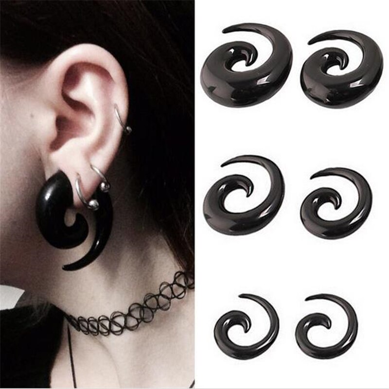 DoreenBeads, expansores de oreja de túnel cónico en espiral acrílico, joyería para el cuerpo de los hombres, tapones para orejas tragus, 1 unidad