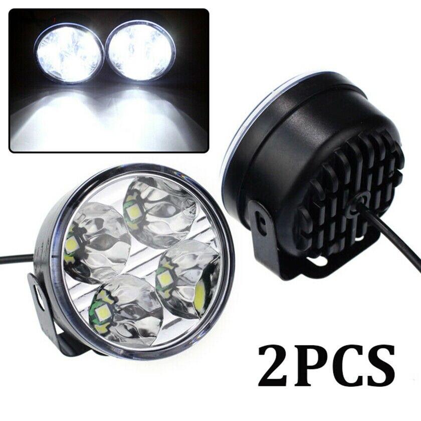 2 stuks witte 4 led drl ronde dagrijverlichting auto mist dagrijlicht 12v universele stijl voor alle auto's